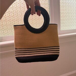 St. John's Bay Tan and Black Round Handle Tote